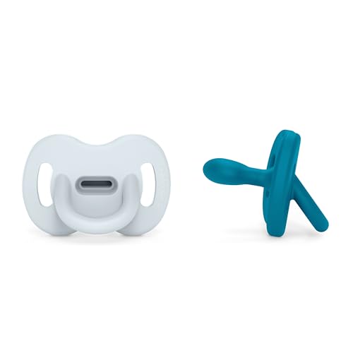 Image of Color Essence SX PRO Silicone Baby Pacifier 2Pk, Made with 100% Soft Silicone, Baby Essentials Perfect for Breastfeeding Babies, Designed in Spain, 6-18 Mths, Ballad Blue /Deep Ocean