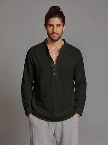 Image of ROYALSCOUT Men's Cotton Solid Full Sleeve Short Kurta Ideal for Cultural Functions, Formal Events, or Relaxed Festive Styling