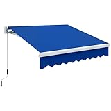 Outsunny 8' x 7' Patio Retractable Awning, Manual Exterior Sun Shade Deck Window Cover, Blue