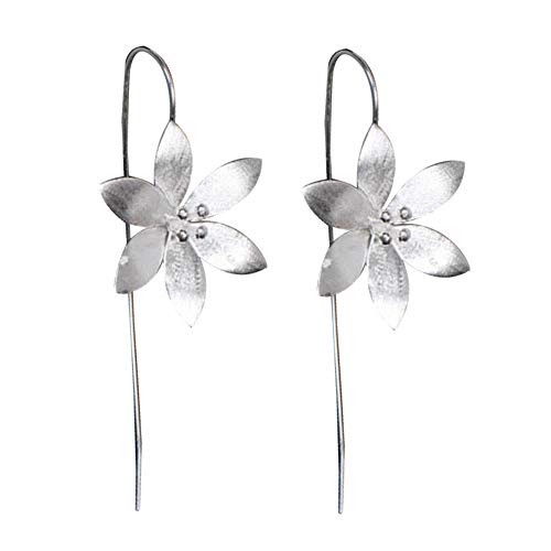 Preisvergleich Produktbild Muzhili3 Damen-Ohrringe mit Lotusblüte, lang, baumelnd, Silberfarben