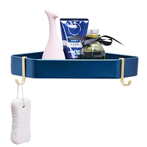 Cesta de ducha con gancho espacio de aluminio montado en la pared azul 2