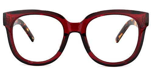 Image of Zeelool Unisex Retro Oversized Square Blue Light Blocking Glasses Harrell ZOP049594-02 Dark-Red