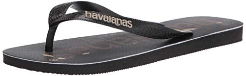 Havaianas Men's Top Logomania Flip Flop Sandal, Black/Black/White, 11/12 M US