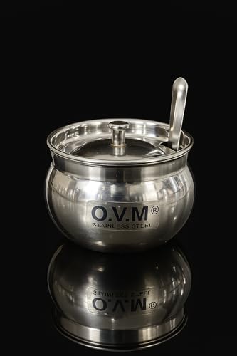 Image of Stainless Steel Bati Cooker & Gas Tandoor for Home Kitchen | with Ghee Pot | Free Multipurpose SS Tong | Multi-Purpose Gas Oven with Heavy Duty Lid, Dual Riveted Handles (Pro with Ghee Pot)