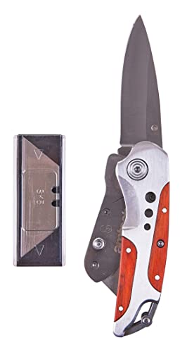 Amtech - 2-in-1 Craft Knife and Folding Utility Knife, Durable and Rust-Proof Stainless Steel, Comfortable Handle for Reduced Hand Fatigue, Lightweight and Portable (Includes 5 SK5 Blades) 3 Amtech - 2-in-1 Craft Knife and Folding Utility Knife, Durable and Rust-Proof Stainless Steel, Comfortable Handle for Reduced Hand Fatigue, Lightweight and Portable (Includes 5 SK5 Blades) - Image 3