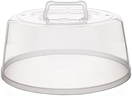 Large Microwave Cover for Food - Splatter Guard Lid - Cake Stand Cover - Size 11.5 In x 5 In Tall - Easy Grip Handle with Steam Vented Holes - BPA Free & Dishwasher Safe | Clear Plastic