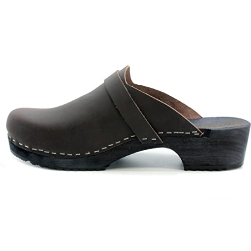 KLÄGN Men's Axel Leather Open Back Wooden Clogs4