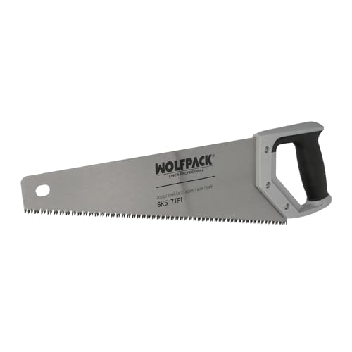 WOLFPACK LINEA PROFESIONAL Serrucho Carpintero Bimaterial 400 mm. / 16' Acero SK5 Triple Afilado Sierra Carpintero, Serrucho Carpinteria, Sierra Costilla
