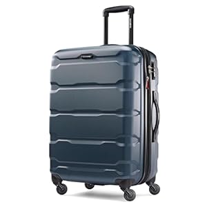 Samsonite Omni Pc Hardside Expandable Luggage, Teal, Checked-Medium 24-Inch, Omni Pc Hardside Expandable Luggage with Spinner Wheels
