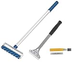 Tapetenentferner Set: Stachelwalze bis 104cm Nagelroller + Tapetenschaber + 10 Klingen Igelwalze Tapetenigel zum Perforieren Stachelroller Entlüftungswalze Tapetenlöser