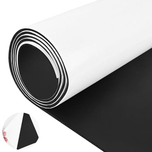 ToLanbbt Sponge Neoprene Foam Sheet with Adhesive - 1/8” Thick, 12” x 24” Closed Cell Foam Rubber Roll, Weatherproof Soundproof Padding for Automotive, Cabinet, Furniture, Crafts, DIY, Black
