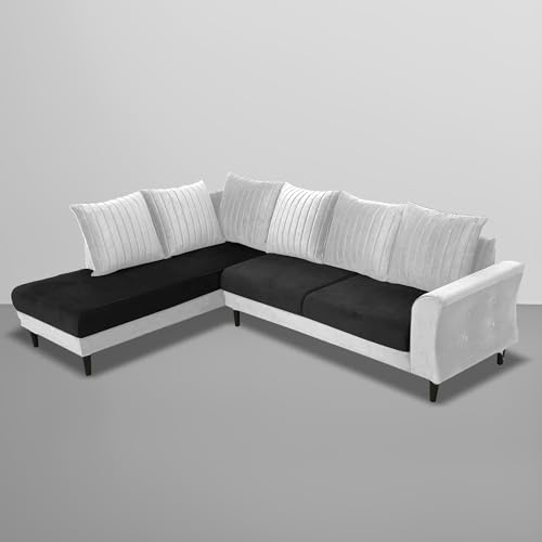 Image of Gratly LHS 4 Seater L Shape Sofa Set for Living Room (Black Grey Colour) Premium Fabric Sofa