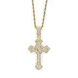  CPAPS Halskette mit Anhänger Schmuck europäischer und amerikanischer Hip-Hop dreidimensionale Volldiamant-Kreuz-Anhänger-Halskette Persönlichkeit Nachtclub Hipster-Kreuz-Anhänger-Halskette