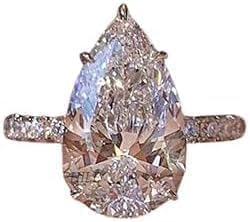 Purvika Jewels 3.00 CT Pear Cut Lab Created Moissanite Engagement Ring, Hidden Halo Solitaire, 925 Sterling Silver, 14K White Gold Finish