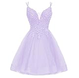 Homecoming Dresses Short Prom Dress V Neck Glitter Tulle Graduation Lavender 6
