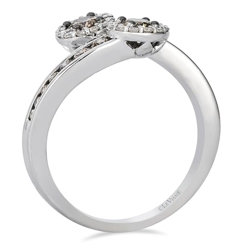 LE VIAN 3/4 Carat Vanilla and Chocolate Diamond Statement Ring for Women | 14k White Gold Spiral Design Ring for Her (G-H, Brown, VS2-SI1, 0.79 cttw) Promise Wedding Anniversary Size 6.53
