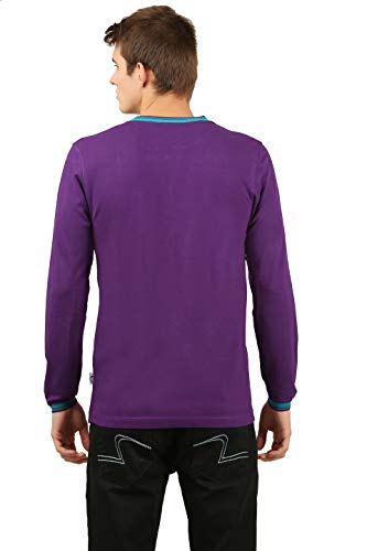 Image of Zebu Men's Full Sleeve Cotton Henley Neck Tshirt with bio wash (Pack of 1).
