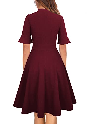 Image of Women Summer Floral Ruffle Sleeve Wear to Work Church Wedding Guest Party Dresses