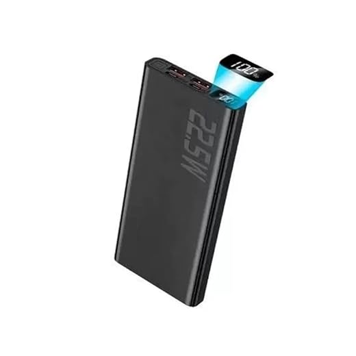 Carregador sem fio Universal Portátil Power bank 10000mah turbo 22.5W PD com 3 saídas USB, microUSB V8 e USB tipo C e visor de carga (Branco)