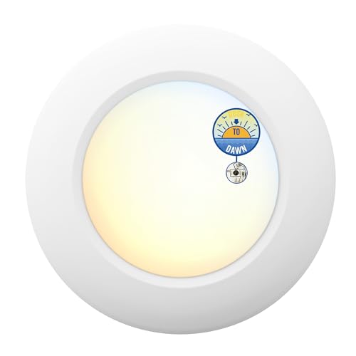 JULLISON 6 Inch LED Low Profile Disk Light with Dusk to Dawn Sensor, 120VAC, 15W, 5CCT Color...