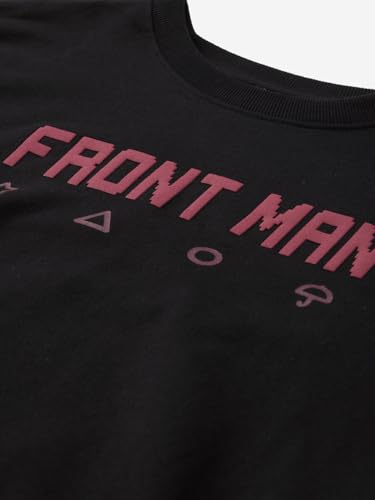 Image of The Souled Store Official Squid Game: Front Man Men and Boys Round Neck Black Graphic Printed Cotton Oversized Full Sleeve T-Shirts