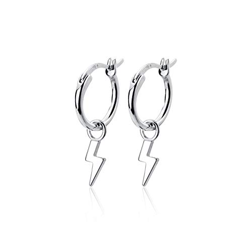 Boucles d'oreilles créoles anti-allergie, clip éclair argent pour oreilles sensibles