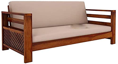 Solid Sheesham Wood Sofa Set 3 Seater with Cushions Without Small Pillows for Living Room, Bedroom, Office, Hotel & Lounge (Standard, Honey Brown Finish)-image-38