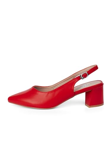 Rio Fiore Pumps Damen Slingpumps 5.5 cm Blockabsatz weiches Kunstleder Bequeme Pumps mit Absatz Rot Slingbacks Rückengurt HF3999-1-9 (Red PU 38 EU)