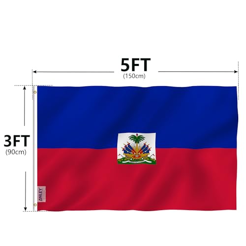 ANLEY Fly Breeze 3x5 Foot Haiti Flag - Vivid Color and UV Fade Resistant - Canvas Header and Double Stitched - Haitian National Flags Polyester with Brass Grommets 3 X 5 Ft