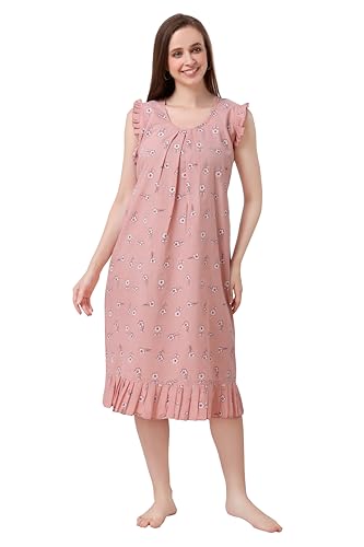 Image of Women's Viscose Blend Comfort Short Nighty with Side Pockets | Soft Printed Short Night Dress for Everyday Wear | Easy to Wear (CS5001)