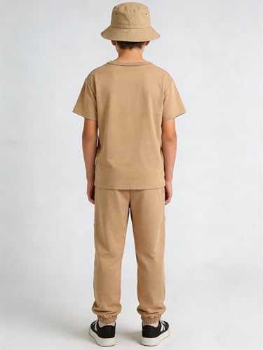 Image of OLMRJKD Boys 2 Piece Outfits Color Block Clothes Short Sleeve T Shirt and Camouflage Pants Summer Clothing Sets
