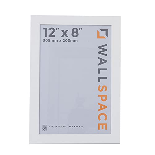 Wall Space 12x8 White Frame | White 12x8 Picture Frame | Solid Wood 8x12 Frames | 12 x 8 inch | Wooden White 8x12 Photo Frames with REAL GLASS | 8x12 White Frame | White 12x8 Frame | 12 x 8 Frame