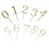 BESTONZON 10 Pcs Gold Acrylic Numbers 0-9 Cake Toppers Table Numbers for Wedding Anniversary or...