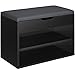 tectake 800843 Zapatero con Banco, 2x Compartimentos Abiertos + Compartimento Plegable con Almohadilla, Guardarropa, Arcón con Asiento, Espacio de Almacenamiento (Negro)