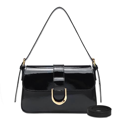 Mabecol Handtasche Damen Klein, Kleine Schultertasche PU Leder, Umhängetasche Damen Y2K Retro, Vintage Hobo Bag, Modische Clutch Für Party, Shopping, Reise, Alltag (Schwarz)