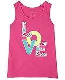 The Children's Place Girls Graphic Tank Top, Berry Love, Large (10/12)