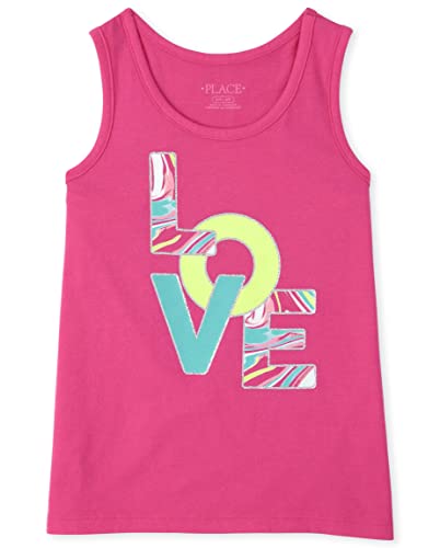 The Children's Place Girls Graphic Tank Top, Berry Love, Large (10/12) #TOP12