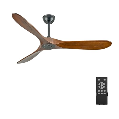 YKXONFA 60" Ceiling Fans without Lights,Quiet DC Motor,3 Blade Wood