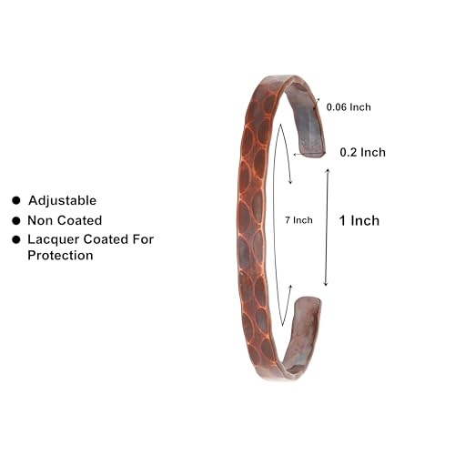 Image of Art Of Creation Pure Copper Bracelet handmade Solid Cuff for Men and Women Plain Bangle Adjustable Carpal Kada | for Unisex