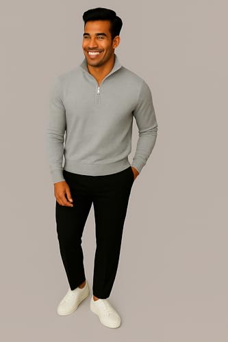 Image of Mack Jonney Men's Fleece Half-Zip High Neck Sweatshirt | Warm & Stylish Winter Wear -M4380