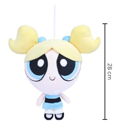 Image of Mirada Powerpuff Girls Bubbles Soft Plush Toy - 28cm | Official Licensed Cartoon Stuffed Character for Kids & Girls | Super Soft, Cuddly & Huggable Plush | Ideal Gift for Birthday /Christmas /Diwali