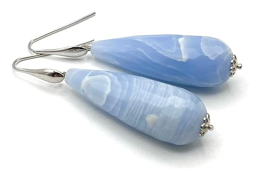 Boucles d'oreilles argent 925 et gouttes bleues artisanales - 5