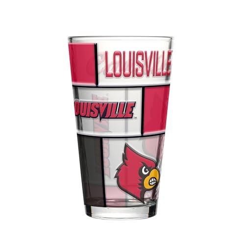 Image of Logo Brands NCAA oz Stained Glass Pint Glass - 3D Embossed Logo & Bold Team Colors - Durable Sports Fan Beer Glass for Home, Bar & Tailgates