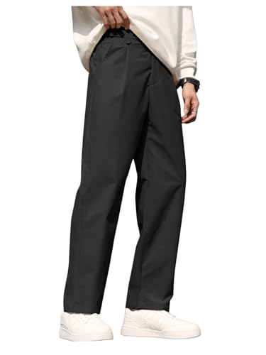 Men's Button Elastic Waist Business Dress Pants Casual Work Tapered Suit Pants Trousers