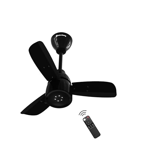 Image of atomberg Renesa Enzel 600mm BLDC Ceiling Fan with Remote | BEE 5 star | High Air Delivery | LED Speed Indicator | Low Noise | Sleek Design | Power Saving | 3 Year Warranty | Gloss Black