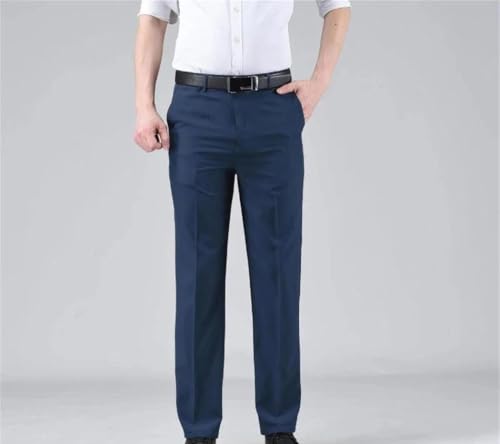 Men Ice Silk Casual Pants Summer Lightweight Quick Dry Straight Trousers High Waist with Zipper Pocket3
