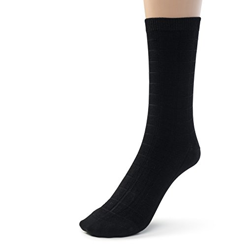 Silky Toes 6 Pk Mens Textured Crew Socks, Designed Bamboo Dress and