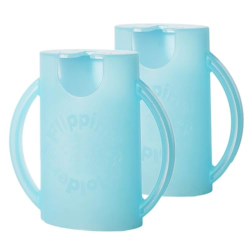 Flipping Holder Squeeze Proof Food Pouch Holder for Toddlers, Babies, Kids, Mess Free No Squeeze Juice Box Drink and Applesauce Snack Holder with Easy Grip Handles and Lid