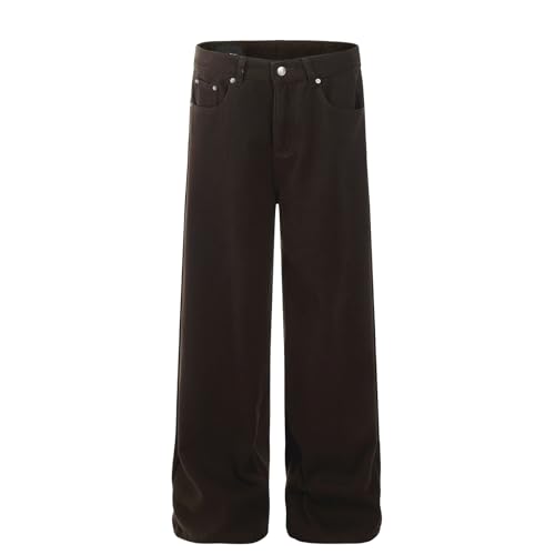 Jeans Pants Trousers Denim Retro Trendy Plush Loose Casual Commuter Straight Leg for Men