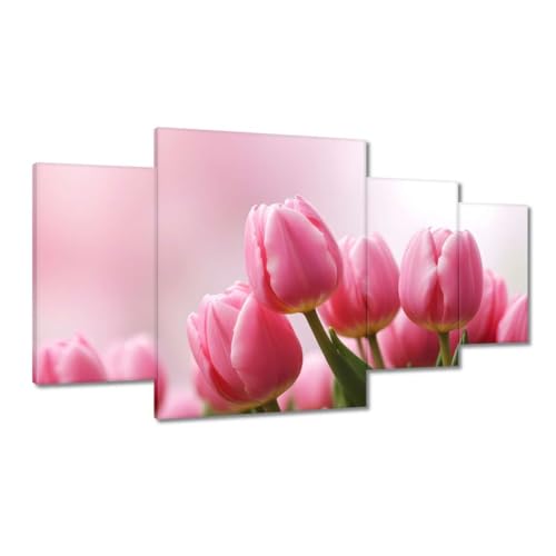 Peinture sur toile tulipes roses decoration murale 160 x 90 cm habiller un grand mur vide